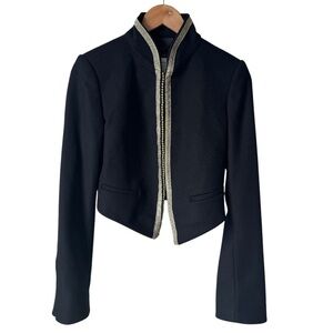 Bird By Juicy Couture Wool Blend Crop Blazer Jacket Black Gold Women's Size S